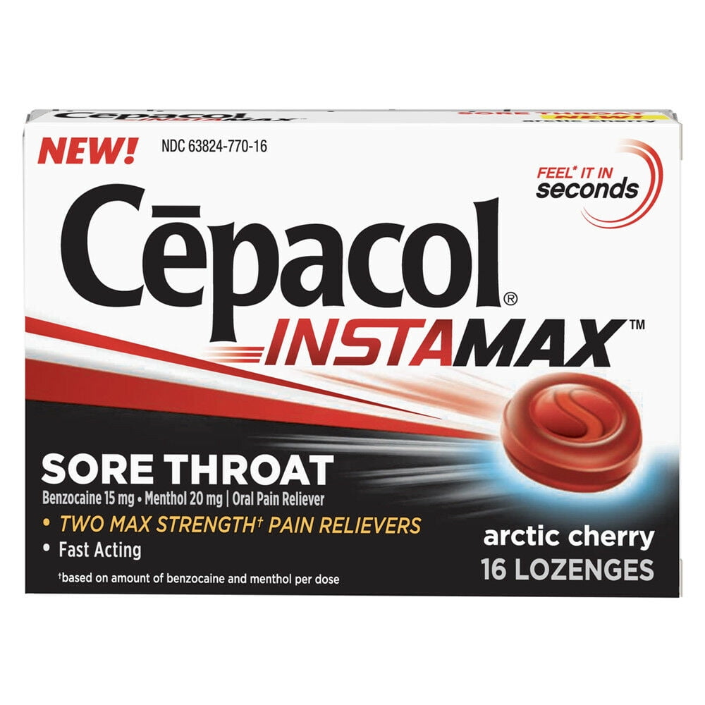 Cepacol Instamax Sore Throat Lozenges, Arctic Cherry 16 ea (Pack of 2