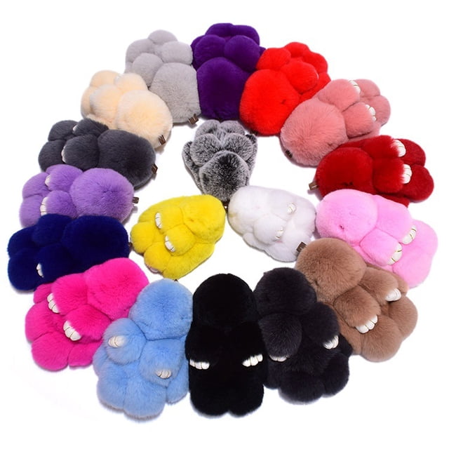 Porte-clés Lapin Mignon Rex Rabbit Porte-Clés en Fausse Fourrure Voiture Sac à Main Porte-Clés