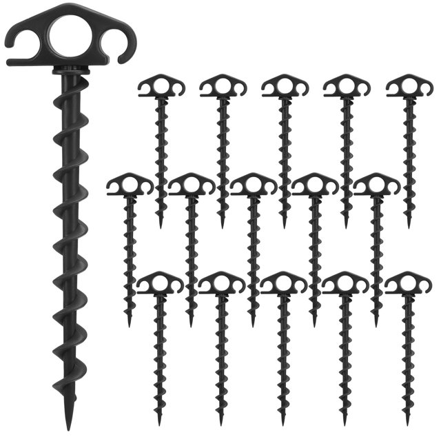 Estacas para tienda de campaña COBARYEN, paquete de 16 unidades, 24 cm, en espiral de fibra de nailon
