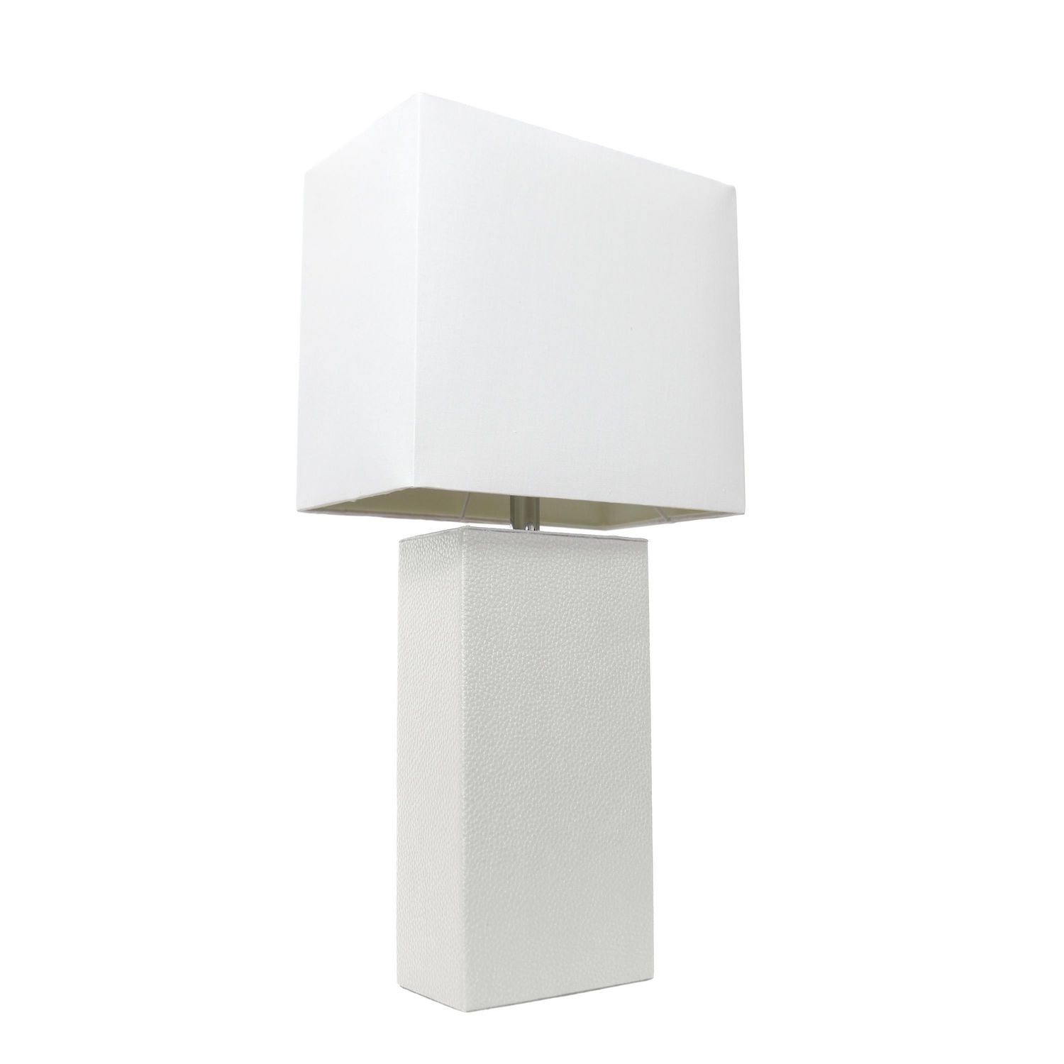 Conceptions Elégantes Lampe de table moderne en cuir avec abat-jour en tissu blanc