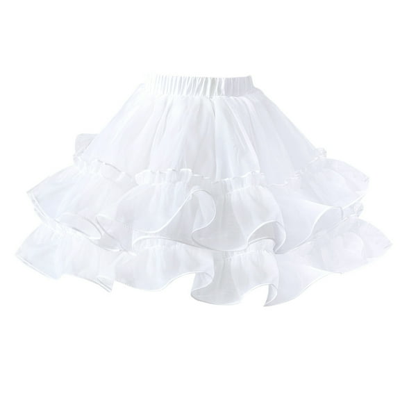 Petticoat Crinoline Half Slips Clothing Accessories White Hoopless Skirt Under Skirt for Girls Kids Long Dress