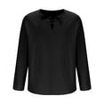 thumbnail image 4 of Mens Casual Beach T-Shirts Lace Up V Neck Long Sleeve Blouse Loose Fit Lightweight Solid Color Tops, 4 of 7