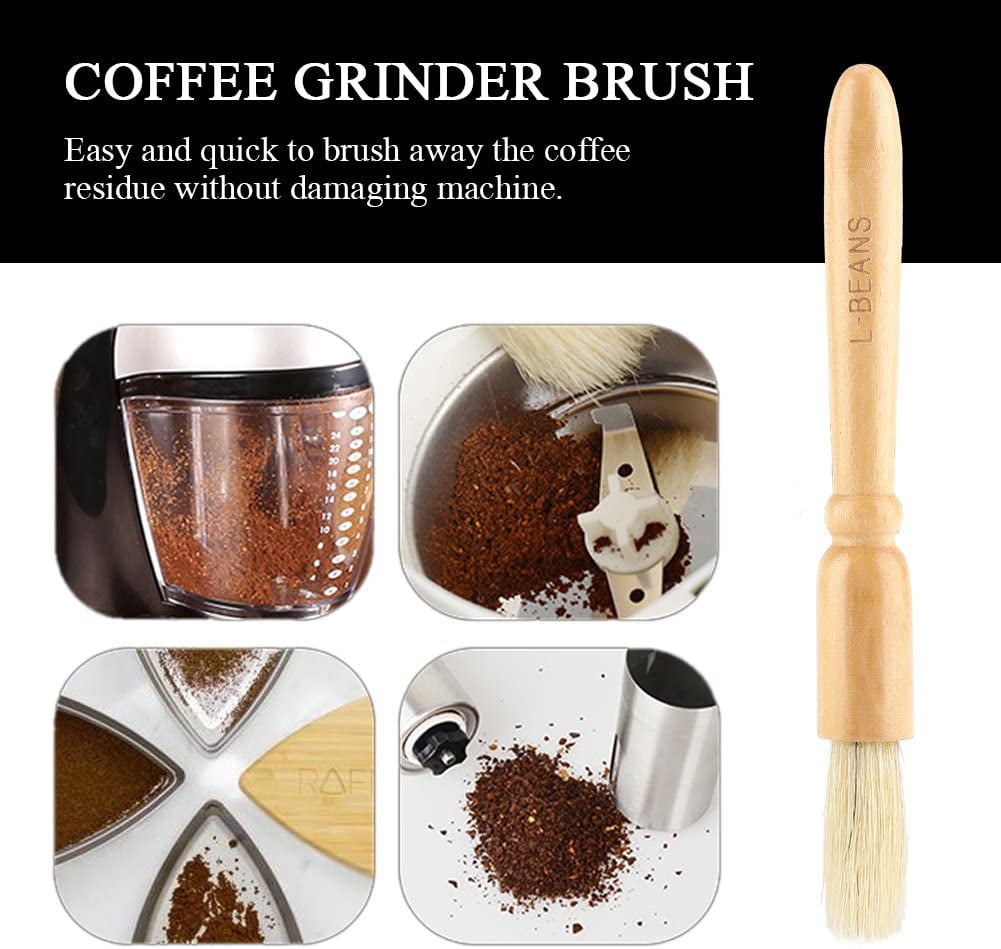 Allnice Coffee Grinder Cleaning Set 4Pcs Coffee Machine Brush with Spoon and 1 Piece 58mm Stainless Steel Back Flush Insert Metal Blind Filter for Espresso Machine Home Kitchen