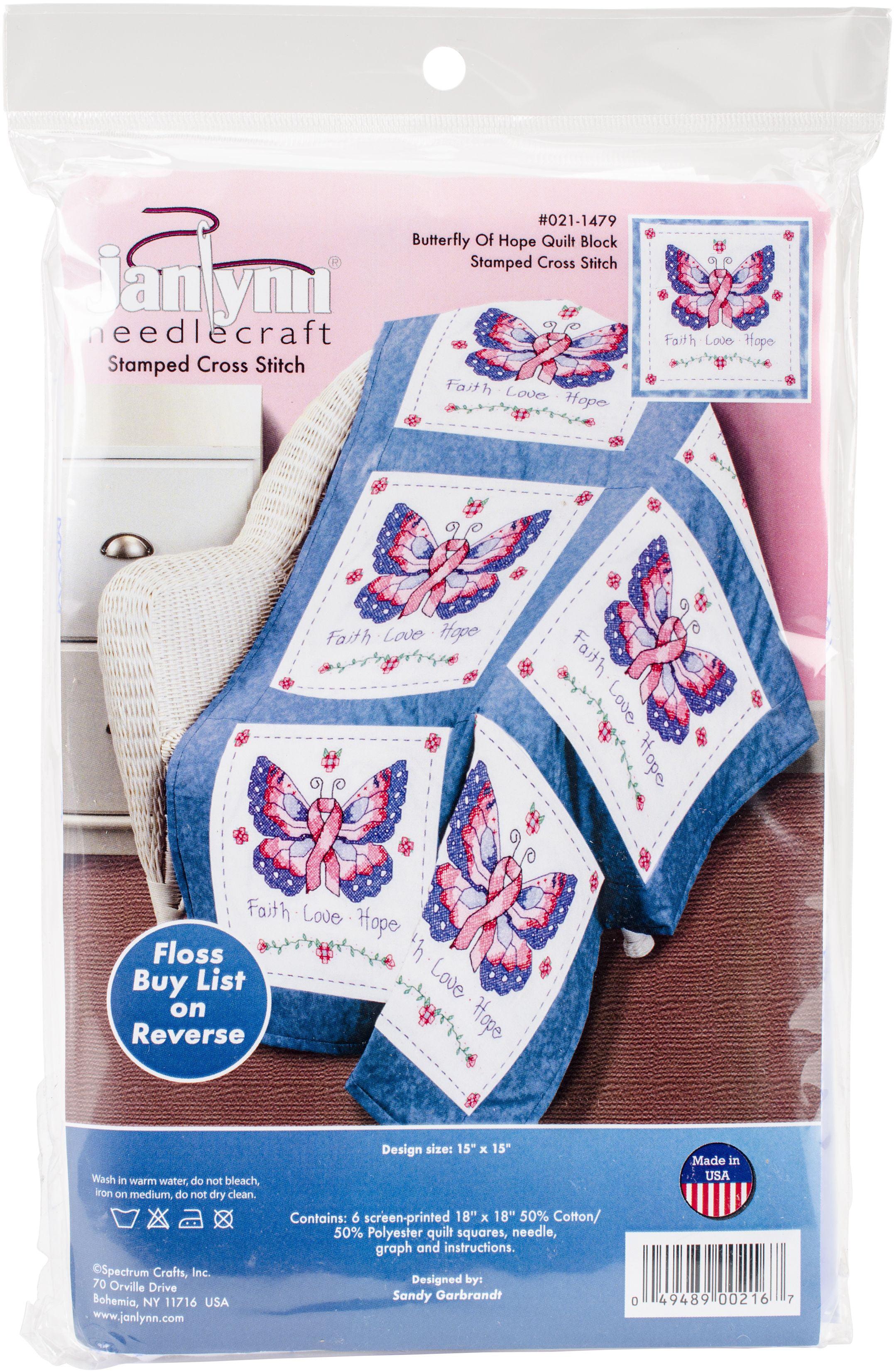 Butterfly Of Hope Quilt Blocks Stamped Cross Stitch 15 X 15 6 Pkg Walmart Com