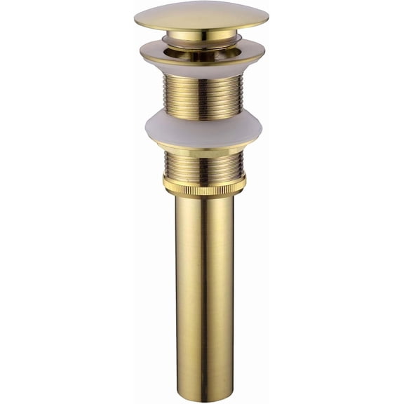 ABCISI Pop Up Sink Drain, Designed for No Overflow Hole Sinks, Bathroom Faucet Vessel Vanity Sink Drainer, Push-button Style Drain Stopper, Brushed Gold