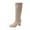 Khaki, variant on Women's Stretchy Knit Mid-Calf Boots, Block Heel 2.36in Breathable Slim Fit Fashion Casual Winter