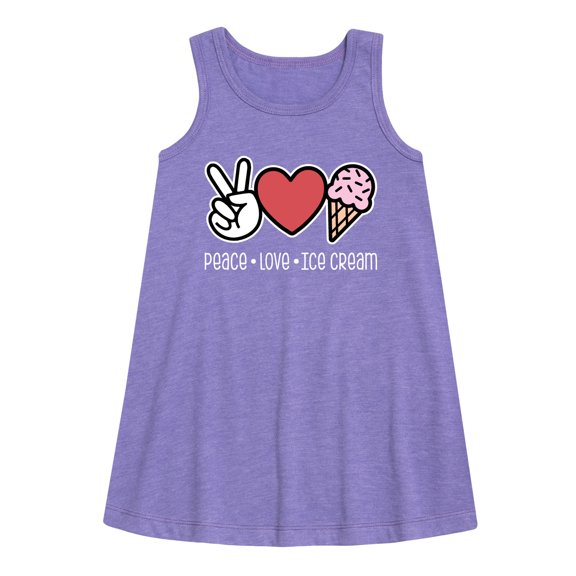 Instant Message - Peace Love Ice Cream - Toddler & Youth Girls A-line Dress