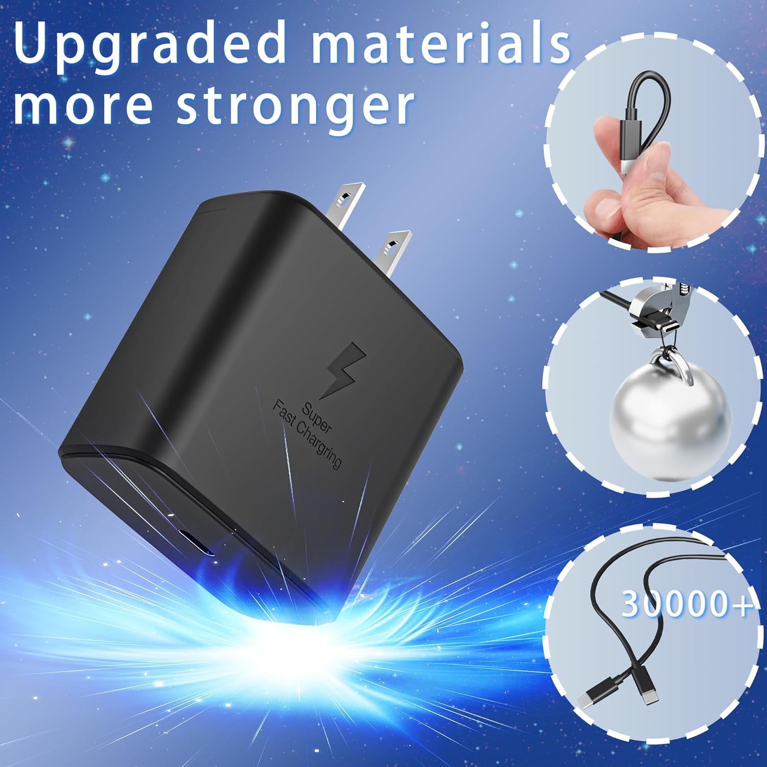 [3Pack] 45W Super Fast Charger USB C Replacement for Samsung phone Charger 45 Watt USB-C Charger,type c chargers fast charging for Galaxy S25 Ultra/S25/S24 Ultra/S24/S23/S22 Ultra,Tab S7/S8,6ft Cable