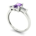 thumbnail image 2 of Clara Pucci 14K White Gold Solid Gold Alexandrite Three-Stone Anniversary Ring for Women - 0.8 cttw Emerald Cut, 2 of 8