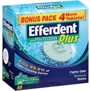 Efferdent Plus Mint Antibacterial Denture Cleanser, 40 Count
