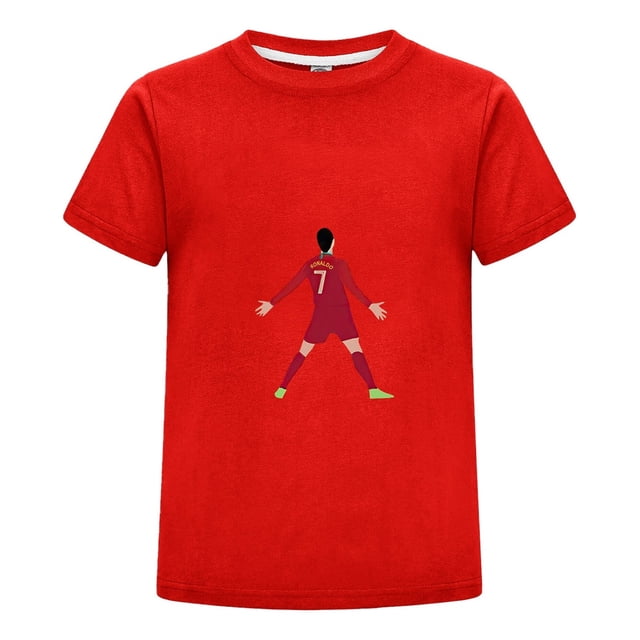 Playera CR7 Niño con Número 7 y Celebración Camiseta de Algodón para Verano