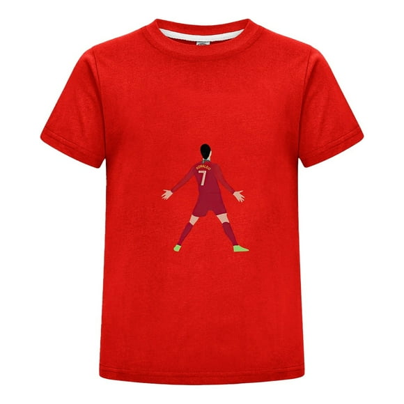 Playera CR7 Niño con Número 7 y Celebración Camiseta de Algodón para Verano
