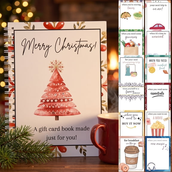 Christmas Gift Card Book Spiral Bound with PVC Cover & 20 Double Sided Sticky Dots for Stocking Stuffer Holiday Gift Card Giving Merry Christmas Gift Card Book for Adults Teens by MPOISVA