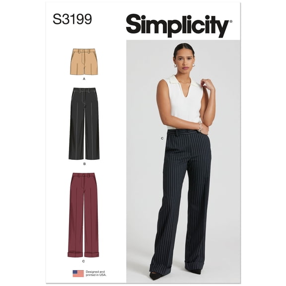 Simplicity Sewing Pattern 3199 - Misses' and Miss Petite Shorts and Pants, Size: E7 (12-24)