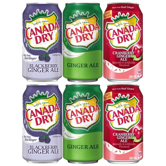 Refresh and Savor the Flavors with Canada Dry Variety Pack - 6 Pack of 12oz Cans!