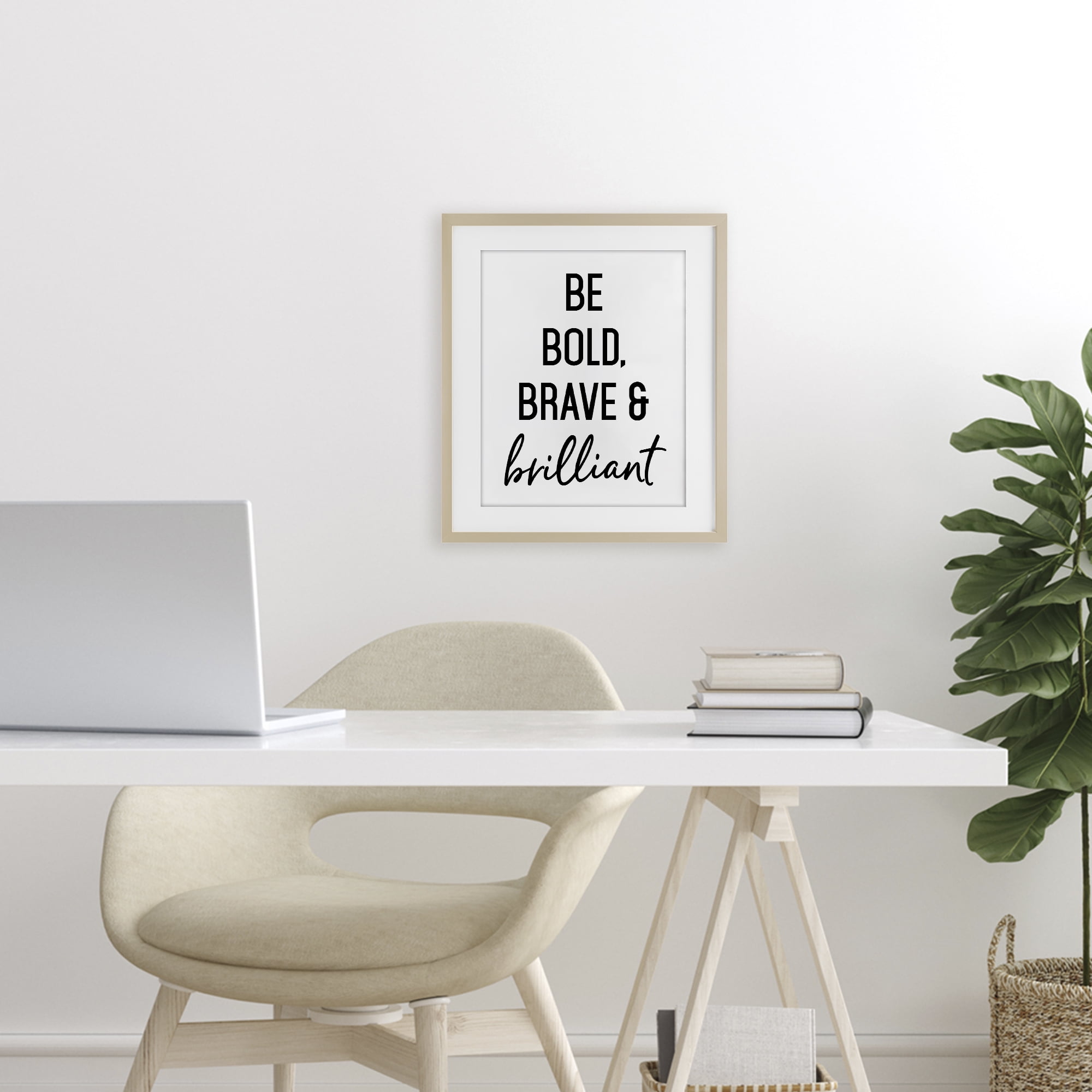 Bold Brave & Brilliant Birch Framed Print Under Glass, design by Lettered and Lined