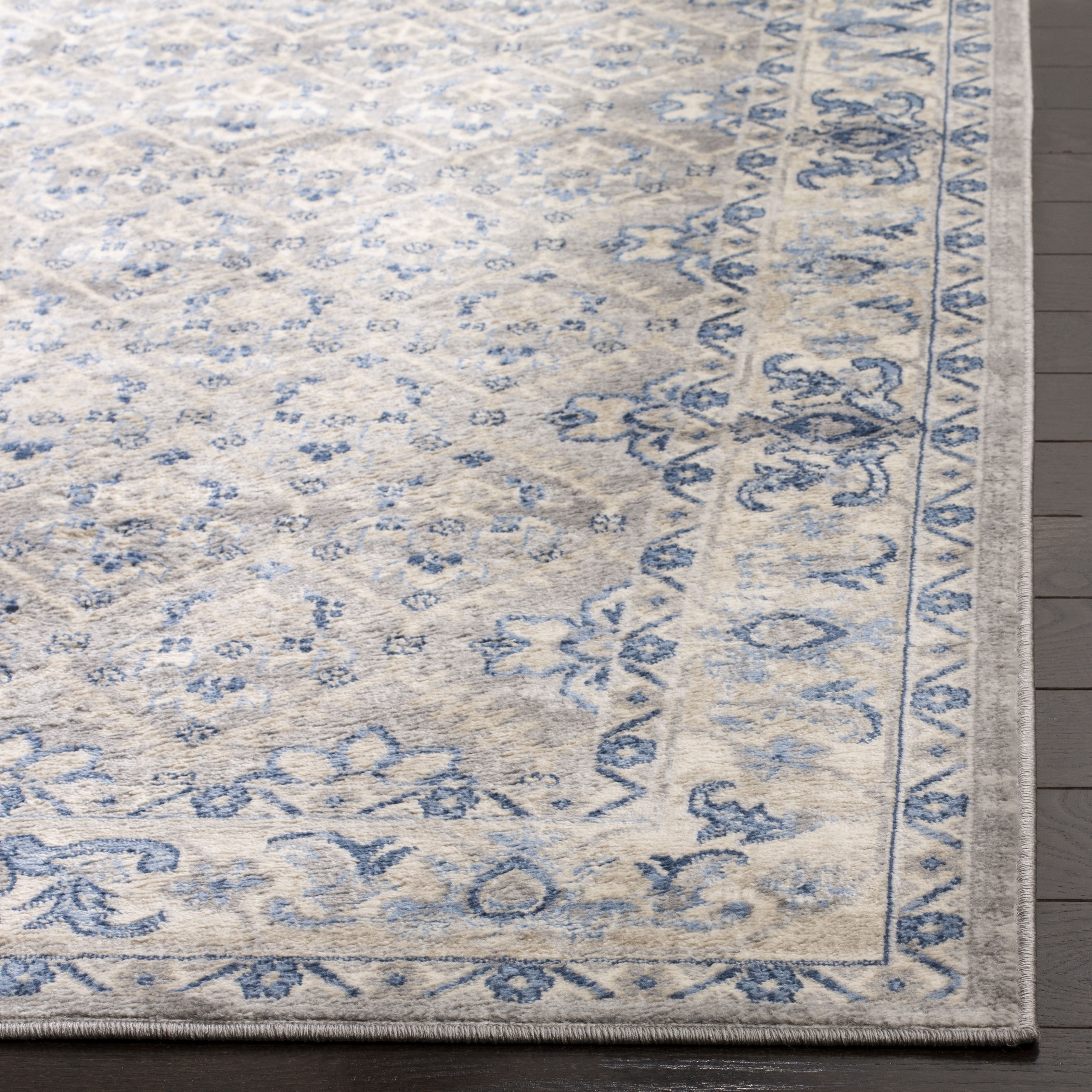 SAFAVIEH Brentwood Pompeii Geometric Area Rug, Light Gray/Blue, 3' x 5'