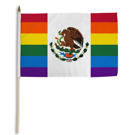 Mexico (Rainbow) 12x18in Stick Flag