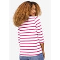 thumbnail image 2 of ellos Women's Plus Size Boatneck Tee With Three-Quarter Sleeves, 2 of 3