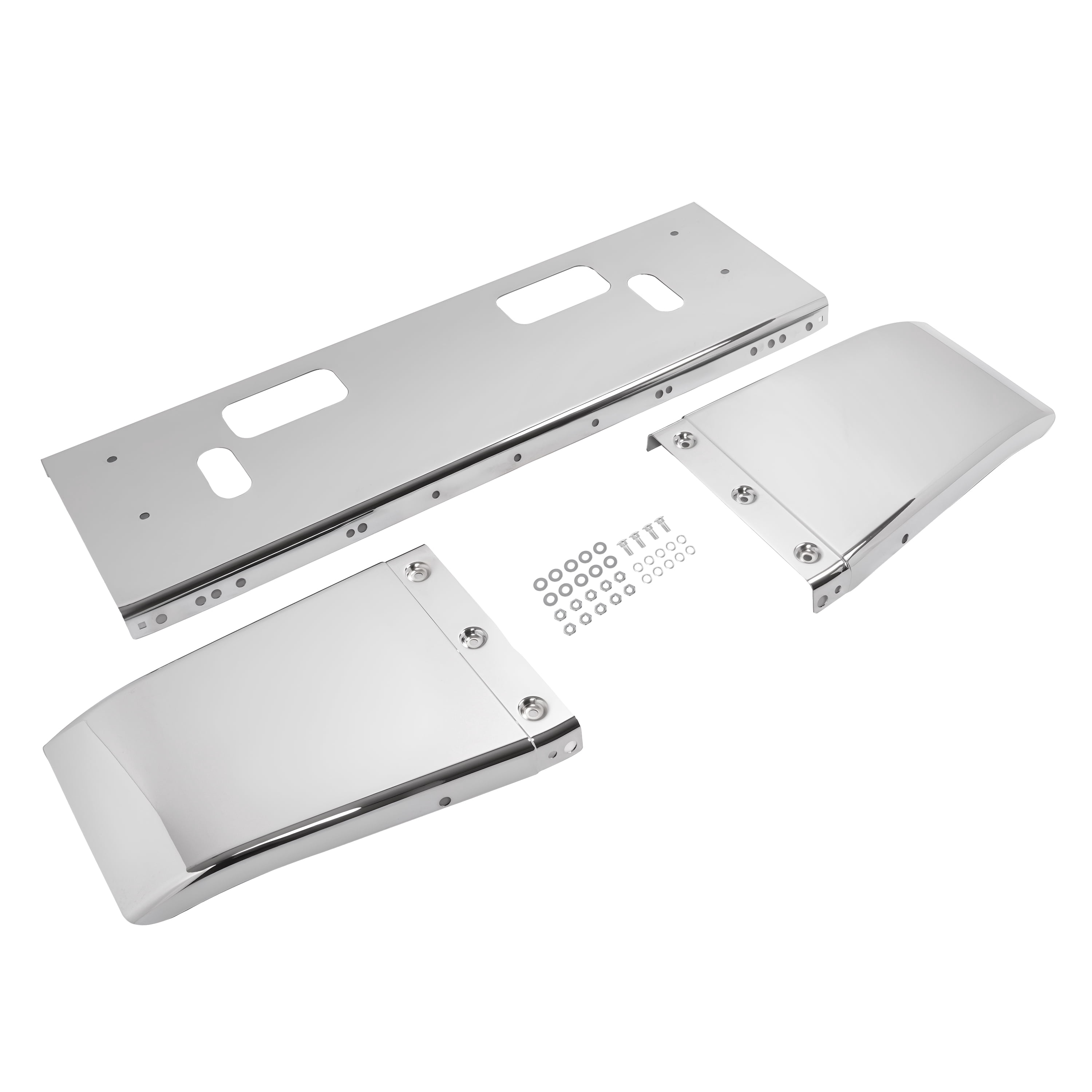 Kojem Front Bumper Compatible with 2012-Up Freightliner 114SD Steel Chrome Silvery