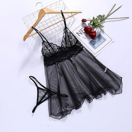

Aayomet Lingerie for Women Plus Size Women S Lace Lace Female See Through Front Split Nightgown Black 4XL