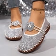 thumbnail image 6 of Miluxas Women's Shiny Sequin Rhinestone Floral Flat Shoes, Elastic Band Slip On Moccasins, Bling Flats for Party, Wedding and Daily Casual Dress Outfits White 6.5(38), 6 of 6