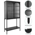 thumbnail image 5 of Fulvari Tall Glass Storage Cabinet With 2 Glass Arched Doors & Adjustable Shelves for Living Room, Kitchen, 5 of 8