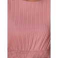 thumbnail image 5 of INSPIRE CHIC Women's Short Cape Sleeve Elastic Waist Round Neck A-Line Casual Pleated Midi Dress XS Pink, 5 of 6