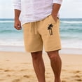 thumbnail image 2 of CONZONE Mens Linen Shorts Elastic Waist Drawstring Summer Beach Shorts for Men Hawaiian Graphic Lightweight Loose Fit Outdoor Shorts With Pockets, 2 of 5