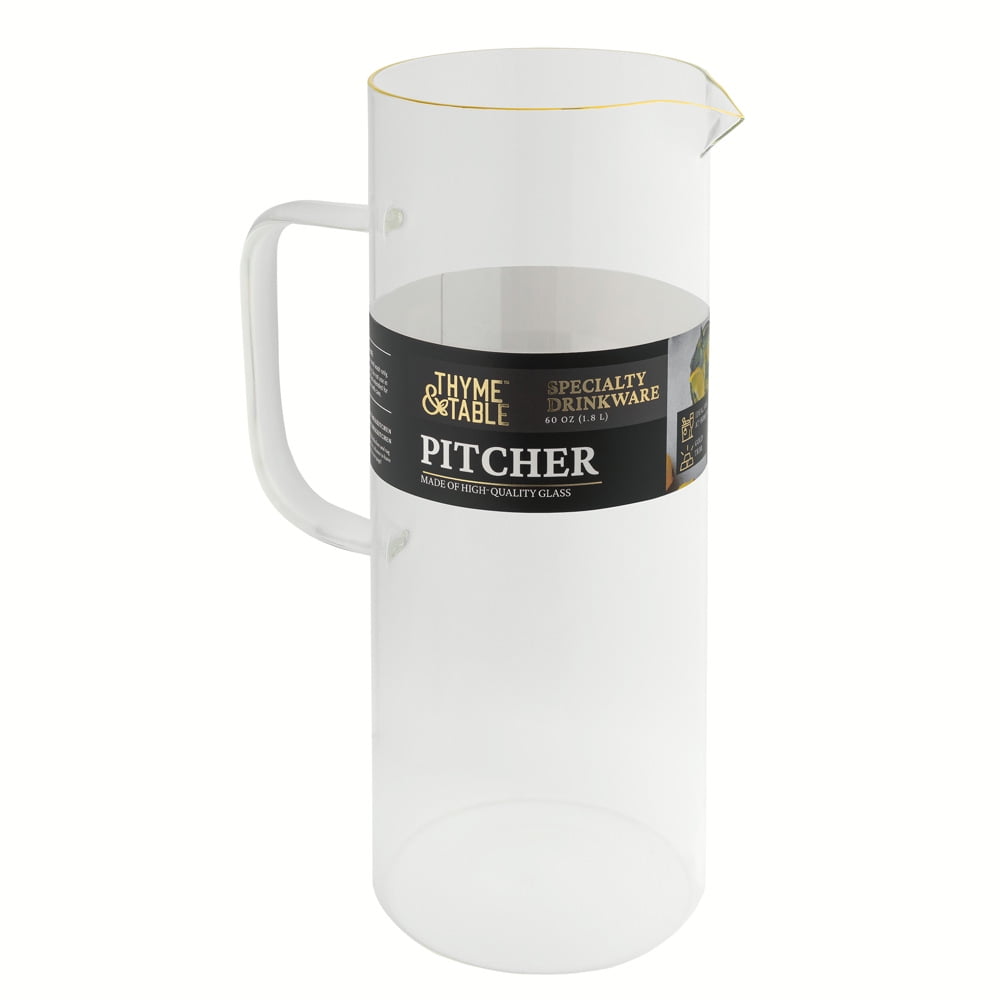 Thyme & Table 60 fl oz Glass Pitcher with Gold Rim