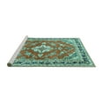 thumbnail image 2 of Ahgly Company Machine Washable Indoor Round Medallion Turquoise Blue Traditional Area Rugs, 3' Round, 2 of 4