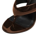 thumbnail image 4 of FSJ Women Round Open Toe Thong Stiletto Mule Sandals High Heel Slip On Flip Flops Comfortable Summer Shoes Size 6.5 Brown, 4 of 4
