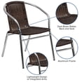 thumbnail image 2 of Commercial Aluminum and Dark Brown Rattan Indoor-Outdoor Restaurant Stack Chair, 2 of 9