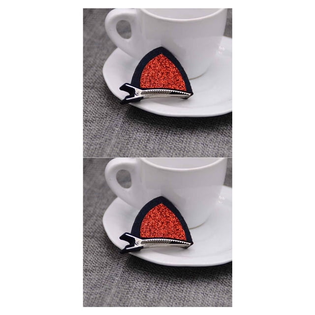 Transemion Mignon Chat Oreille Paillettes Pinces à Cheveux Barrettes Épingle à Cheveux Bébé Tête Ornement Rouge 2Set