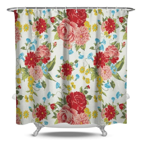 Boho Style Shower Curtain Pioneer Floral Vintage Retro Shower Curtain for Bathroom Home Decor Bathtubs Waterproof Fabric Curtain with 12 Hooks 84x72in