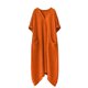 thumbnail image 4 of Vestido Casual de Mujer Mezcla de Lino Suelto Irregular Doblado 3/4 Manga Cuello en V con Bolsillos, Cambio de Verano Superior, 4 of 7
