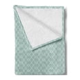 thumbnail image 2 of Abstract Soft Flannel Fleece Blanket, Geometric Motifs Rhombus Pattern with Monochrome Style Interwined Stripes, Cozy Plush for Indoor and Outdoor Use, 50" x 60", Pale Seafoam White, by Ambesonne, 2 of 5