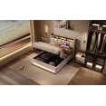thumbnail image 4 of Full size Upholstered Bed with Hydraulic Storage, LED & USB, Cotton Linen Fabric Cover & Vintage Wood Panels (without mattress), 4 of 26
