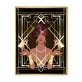 thumbnail image 1 of Designart Retro Women In Golden Art Deco Geometrics I FLOAT FRAME WALL ART, 1 of 4