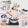 thumbnail image 2 of Juego de chef para niños de 3 nutrias, juego de cocina y horneado para niños pequeños de 11 piezas Gorro y delantal de chef para niños pequeños Juego de rol de carrera de disfraz de chef Sincero Hogar, 2 of 3
