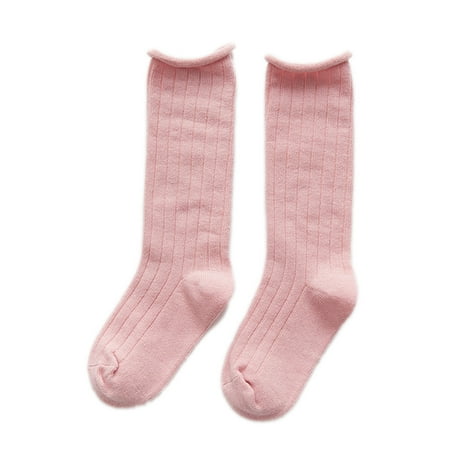 

Winter Autumn Kids Children Solid Color Socks Candy Color Baby Long Sockings Toddler Cotton Loose High Socks