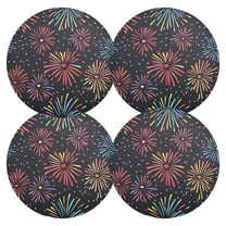 Ryvnso New Year Fireworks Round Plate Mats Dining Table Placemat Set of 4 for Holiday Decoration