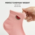 thumbnail image 6 of Women’s Cotton Ankle Socks 3 Pack Cute Fruit Embroidered Soft Breathable Casual Socks Size 6-10 (Style 4), 6 of 11