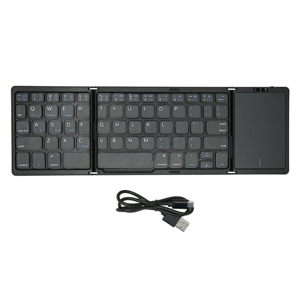 Teclado Bluetooth plegable con panel táctil de tamaño completo, compatible con 3 dispositivos, teclado plegable inalámbrico portátil recargable