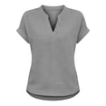 thumbnail image 6 of Tisuna Women'S T-Shirts Casual Button Down Short Sleeve V Neck Solid Color Top Comfortable Stylish Ladies Business Dailywear Size Xxxl, 6 of 7