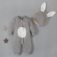 thumbnail image 5 of PINQI Toddler Boys Girls Solid Color Cloud Fashion Zipper Hooded Short Ear Romper Crawling Suit Baby Cute Hooded Pocket Jumpsuit(2-Grey,0-3 Months), 5 of 5