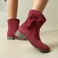 thumbnail image 5 of Viluyesy Womens Mid Calf Boots, Pull-On Chunky Heels Suede Leather Fall Winter Dress Boots Red, 5 of 8