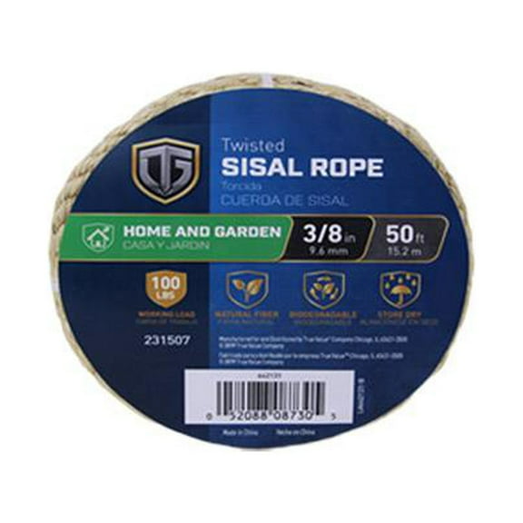 642131 Sisal Rope, Twisted, 3/8-In. x 50-Ft. - Quantity 4