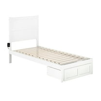 AFI NoHo Traditional Wood Twin XL Platform Bed with Foot Drawer in White