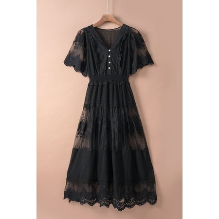 

GCKG Women s Black Luminous Dawn Lace Gown (US 18-20)2XL